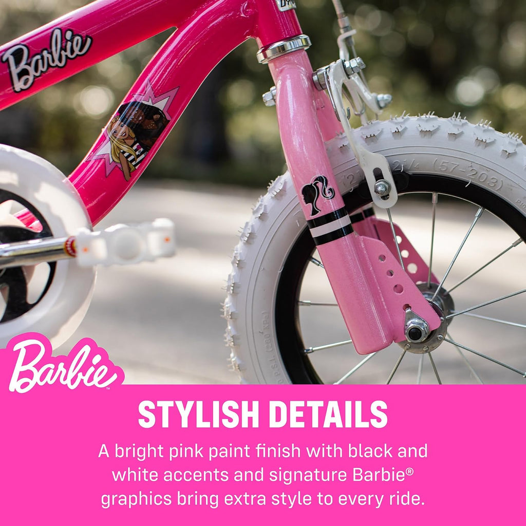 Vélo pour filles Dynacraft Barbie 16 pouces pour enfants de 5 à 7 ans - Design amusant et élégant, robuste et durable, parfait pour les enfants qui apprennent à faire du vélo, facile à assembler, idéal pour les jeunes cyclistes - Enhanced