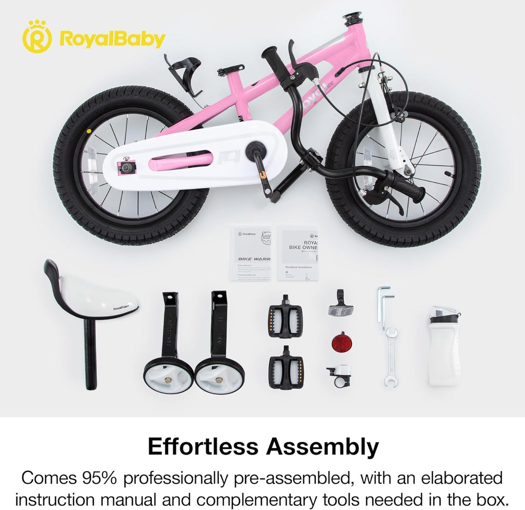 Vélo enfant RoyalBaby avec double frein à main pour débutants, tailles 12, 14, 16, 18 et 20 pouces, pour garçons et filles de 3 à 10 ans. - Enhanced