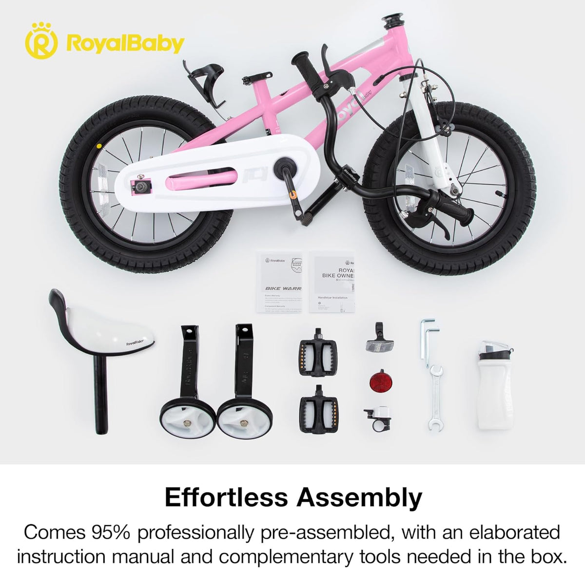 Vélo enfant RoyalBaby avec double frein à main pour débutants, tailles 12, 14, 16, 18 et 20 pouces, pour garçons et filles de 3 à 10 ans. - Enhanced