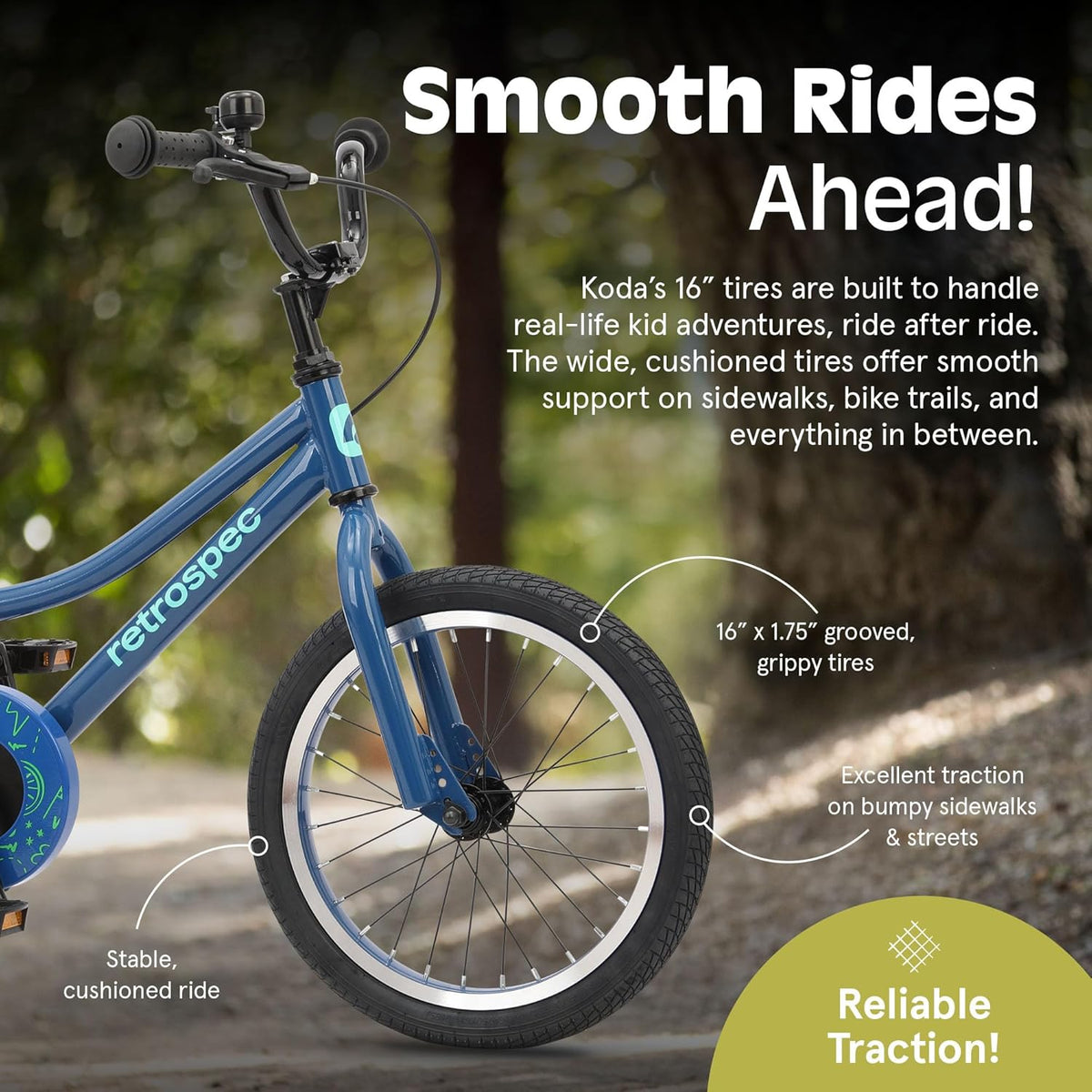 Vélo enfant Retrospec Koda Plus pour garçons et filles de 4 à 6 ans - Vélo enfant 16 pouces, selle et guidon réglables - Enhanced