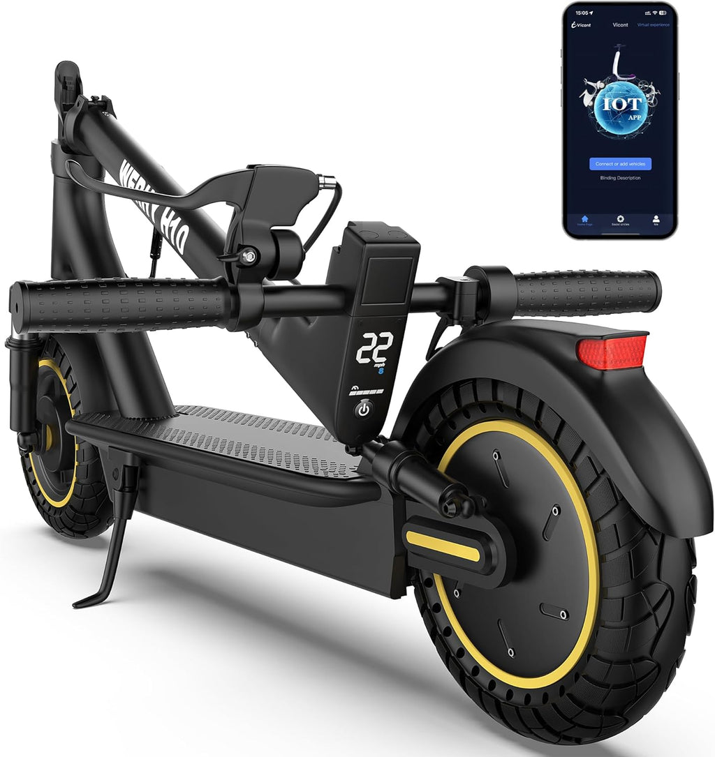Trottinette électrique WERHY 10 pouces, moteur puissant de 500 W, autonomie de 40 à 45 km, vitesse maximale de 34 à 35 km/h, trottinette électrique pliable avec double freinage pour adultes - Enhanced