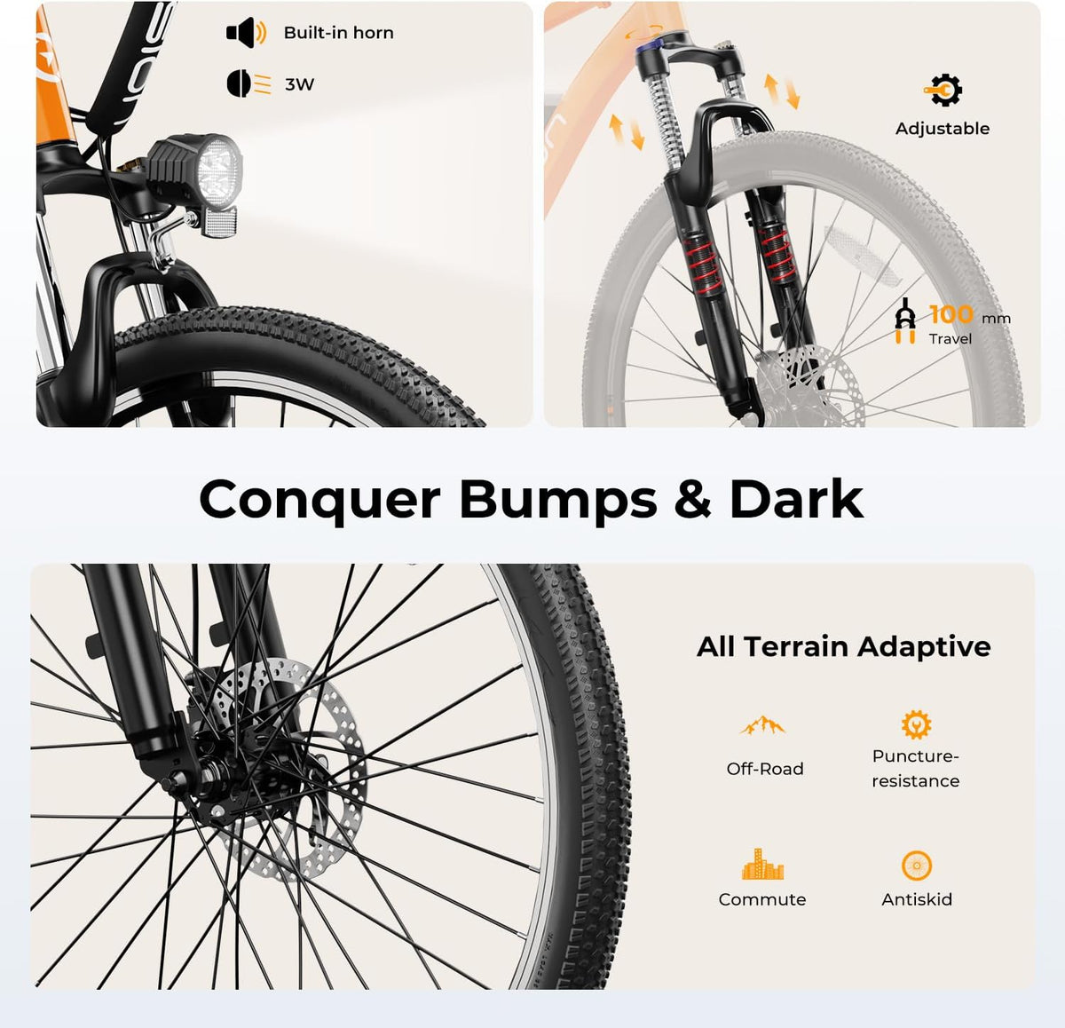 Vélo électrique EB5, moteur 500 W, autonomie 64 km, vitesse 32 km/h - Enhanced