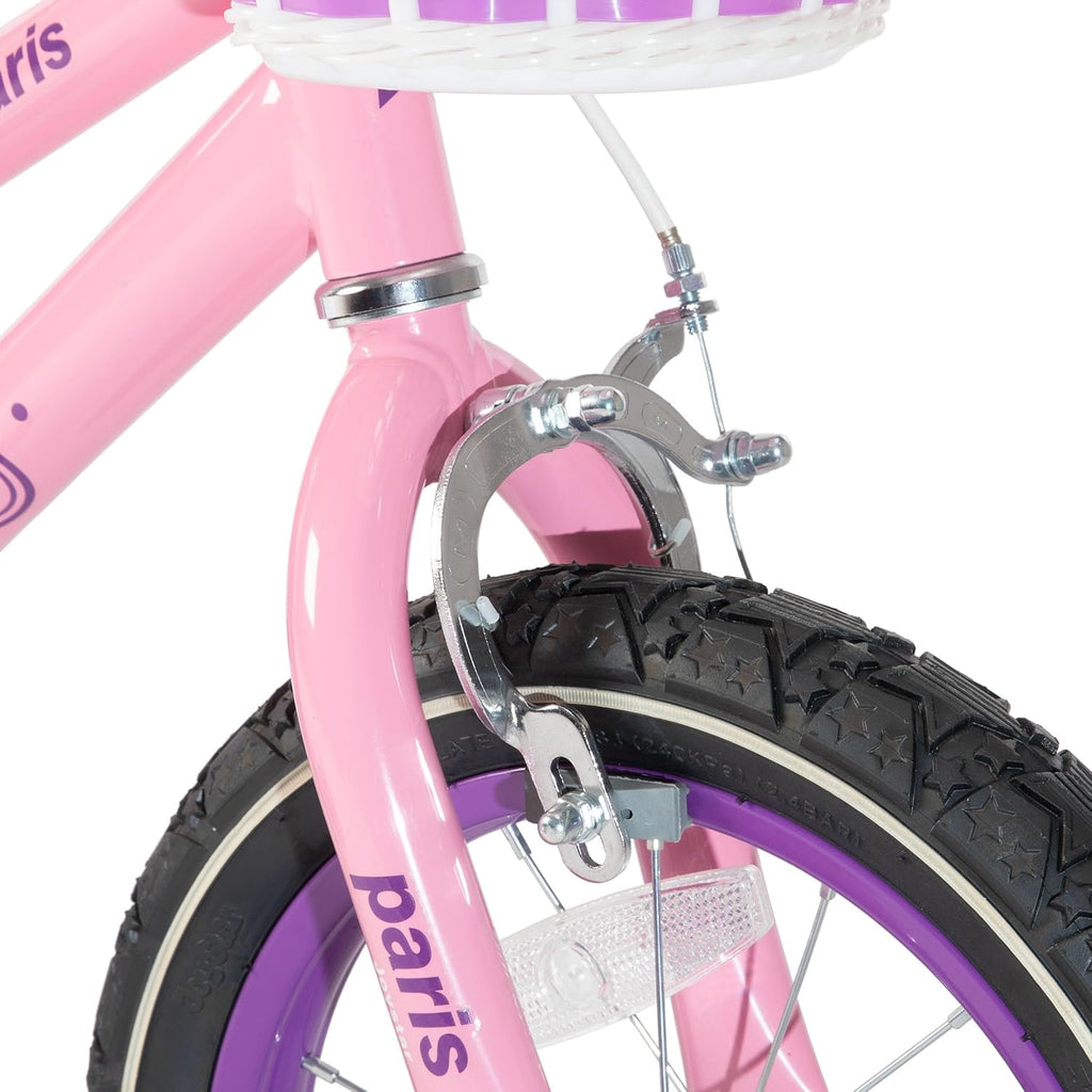 Vélo JOYSTAR Paris pour filles de 3 à 8 ans, 14, 16 et 18 pouces, avec stabilisateurs, panier et frein à main, plusieurs couleurs - Enhanced