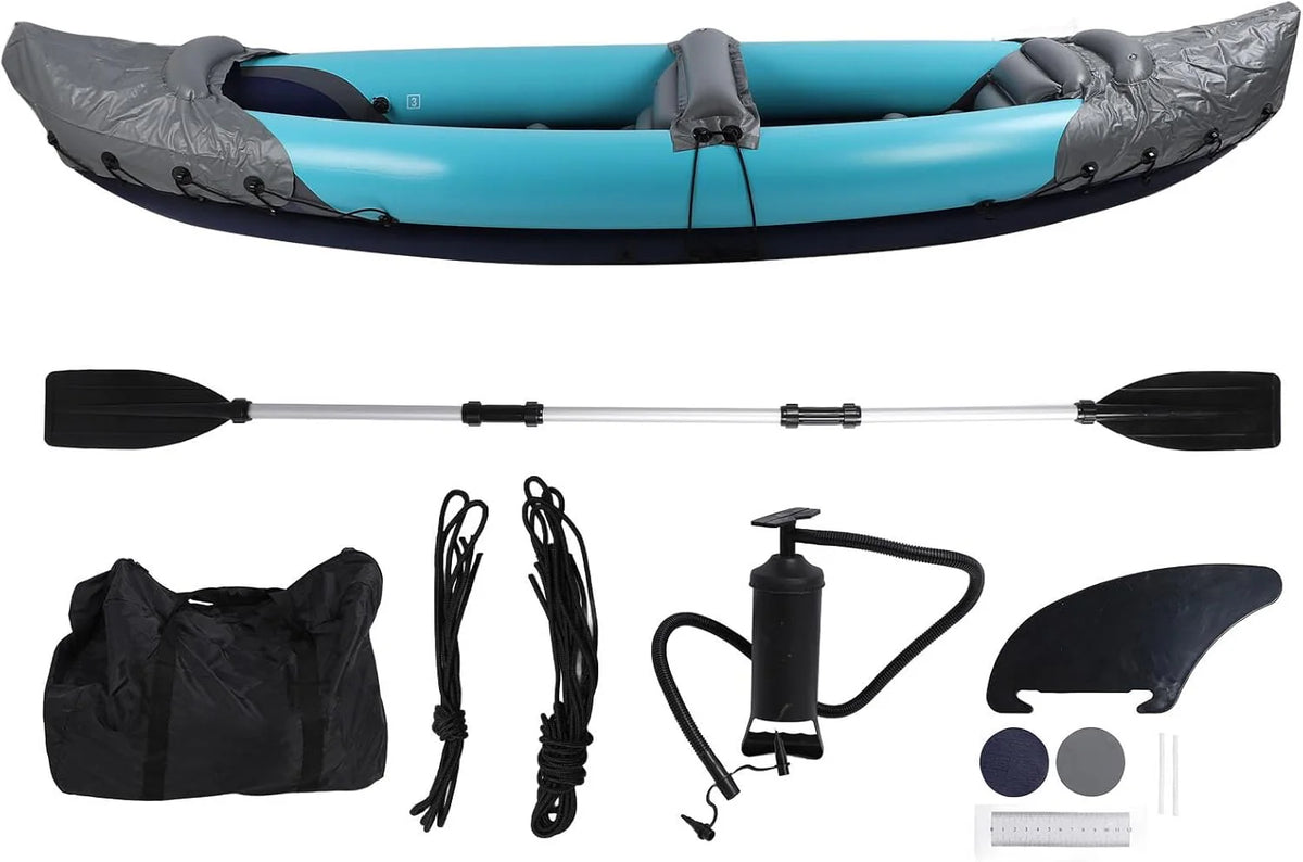 Kayak gonflable humain, modèle avec pare-soleil, portable, robuste et durable, adapté aux pêcheurs, rameurs et adeptes du rafting. - Enhanced