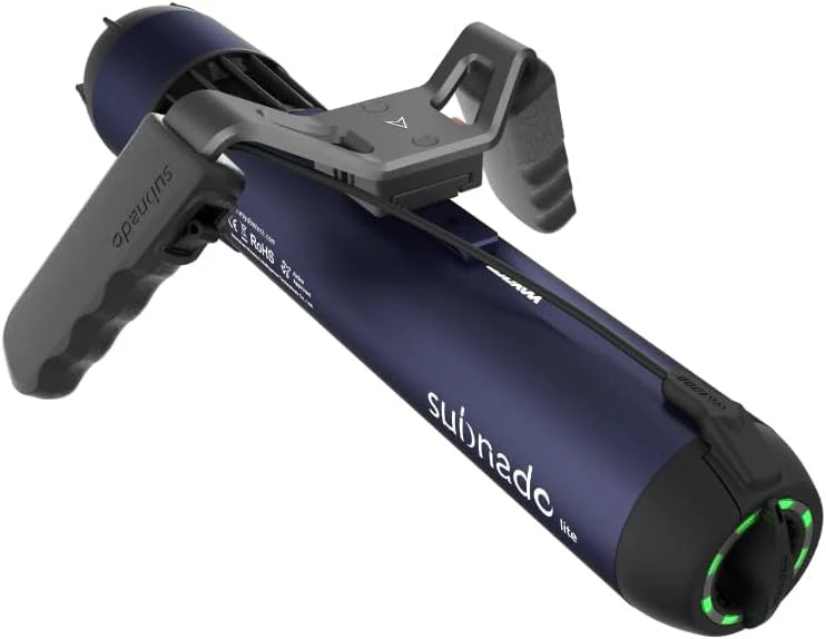 Scooter sous-marin Waydoo Subnado Lite, scooter de plongée pour sports nautiques avec poignée amovible, scooter sous-marin compact et portable pour adultes et enfants, scooter de mer polyvalent pour la plongée sous-marine et le snorkeling, bleu -