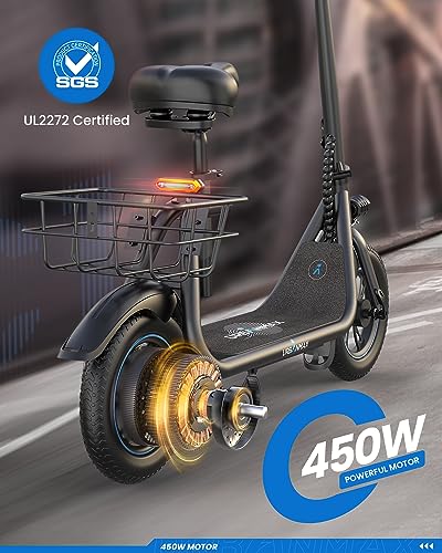 Trottinette électrique URBANMAX C1 avec siège, moteur puissant de 450 W, autonomie jusqu'à 35 km - Enhanced