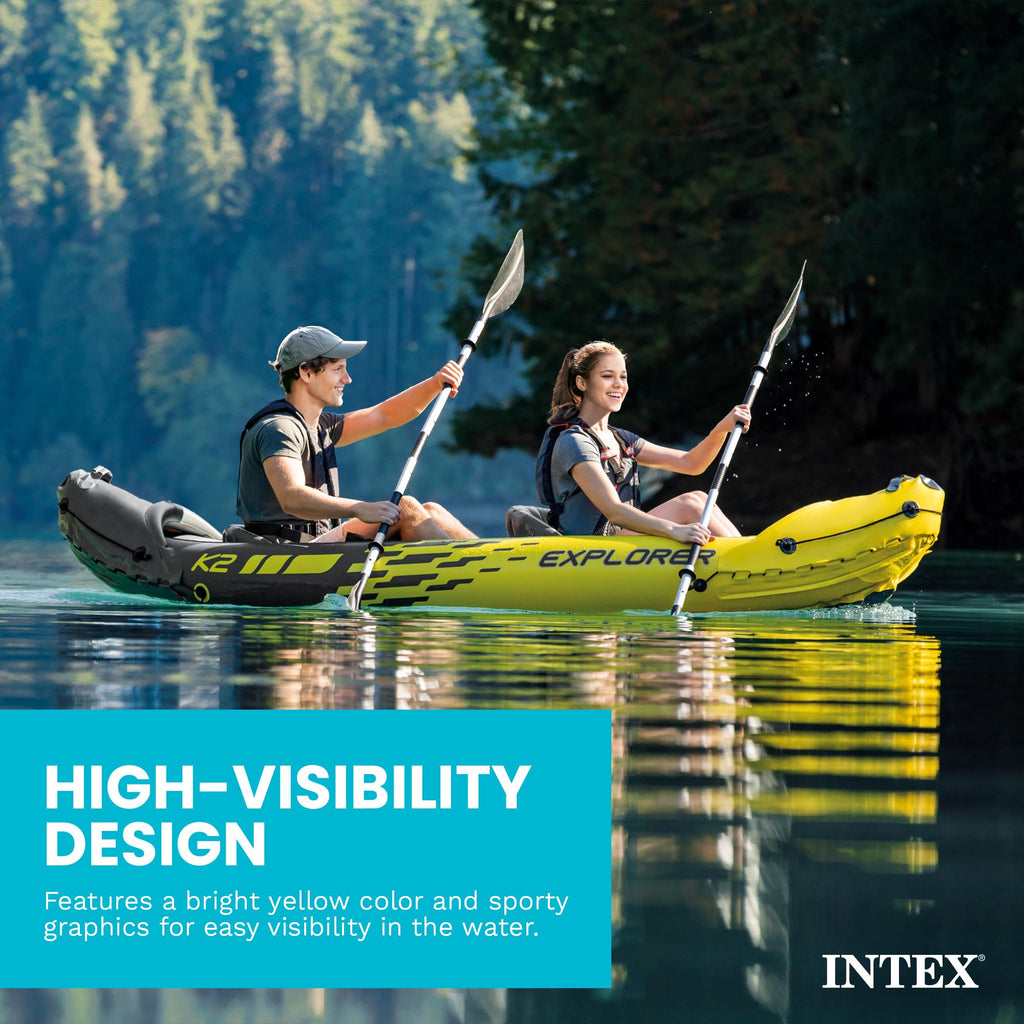 Ensemble de kayak gonflable INTEX Explorer K2 pour 2 personnes - Enhanced