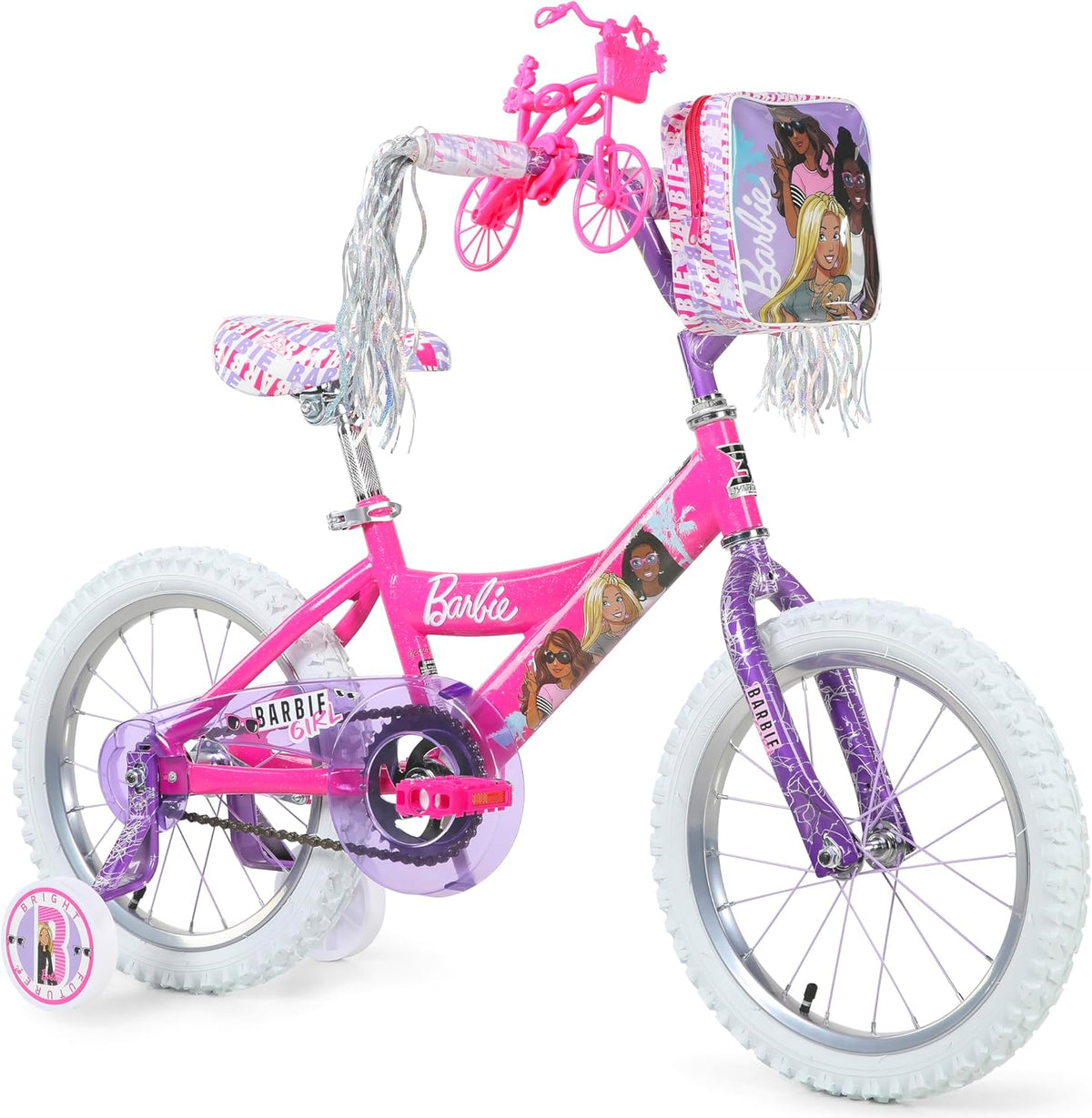 Vélo pour filles Dynacraft Barbie 16 pouces pour enfants de 5 à 7 ans - Design amusant et élégant, robuste et durable, parfait pour les enfants qui apprennent à faire du vélo, facile à assembler, idéal pour les jeunes cyclistes - Enhanced
