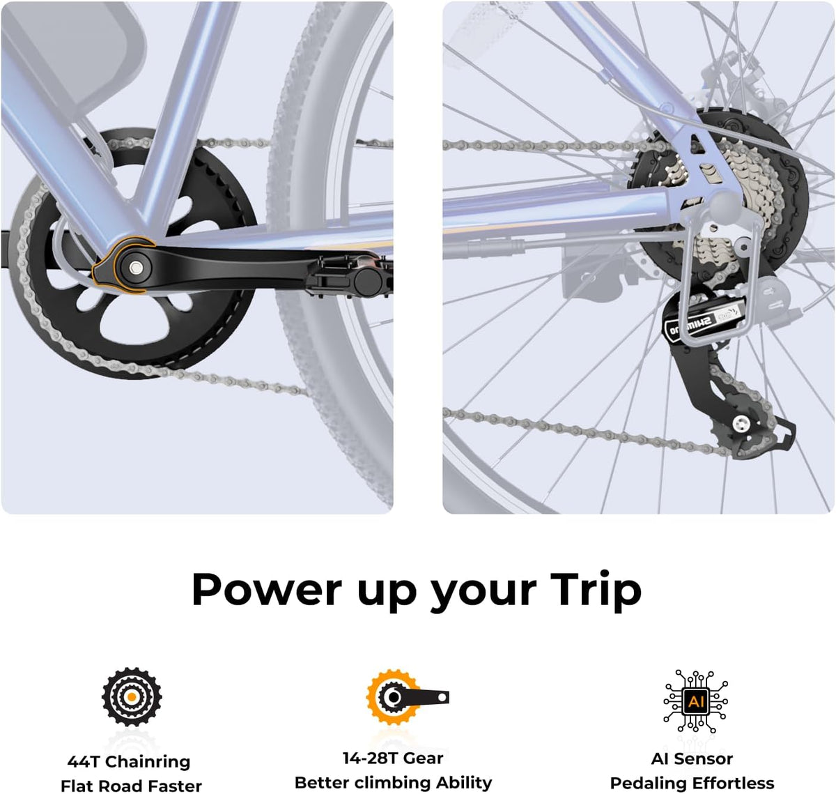 Vélo électrique EB5, moteur 500 W, autonomie 64 km, vitesse 32 km/h - Enhanced
