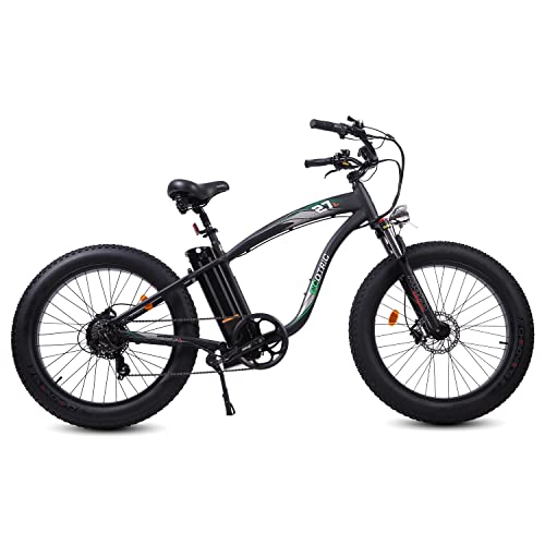 Vélo électrique 750 W, pneus larges 26 pouces, batterie lithium amovible 48 V 13 Ah, cadre en aluminium avec fourche à suspension, idéal pour la plage, la neige et la montagne. - Enhanced