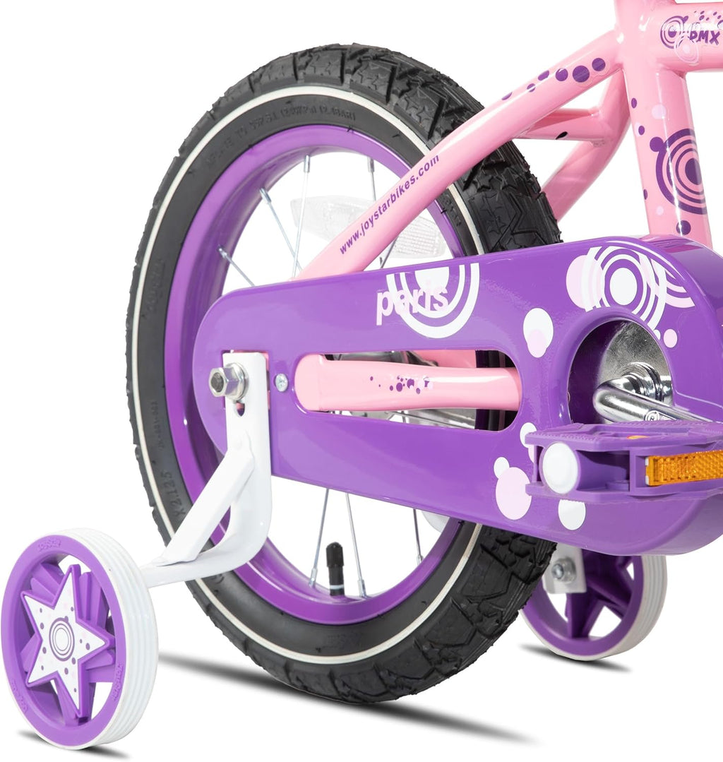 Vélo JOYSTAR Paris pour filles de 3 à 8 ans, 14, 16 et 18 pouces, avec stabilisateurs, panier et frein à main, plusieurs couleurs - Enhanced