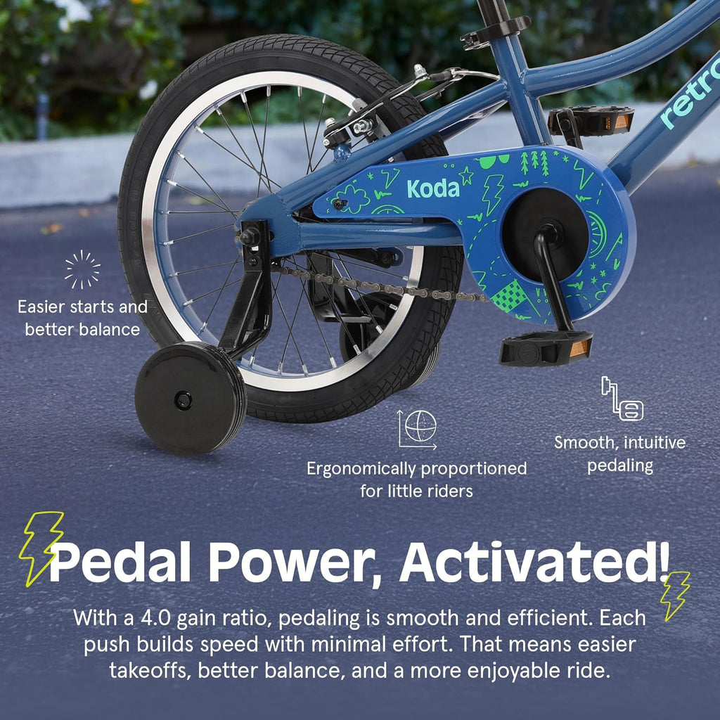 Vélo enfant Retrospec Koda Plus pour garçons et filles de 4 à 6 ans - Vélo enfant 16 pouces, selle et guidon réglables - Enhanced