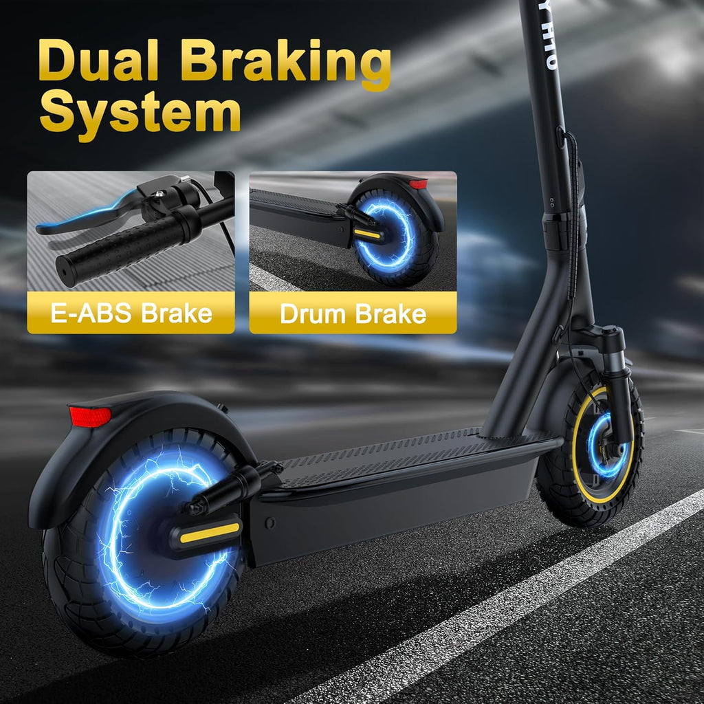 Trottinette électrique WERHY 10 pouces, moteur puissant de 500 W, autonomie de 40 à 45 km, vitesse maximale de 34 à 35 km/h, trottinette électrique pliable avec double freinage pour adultes - Enhanced