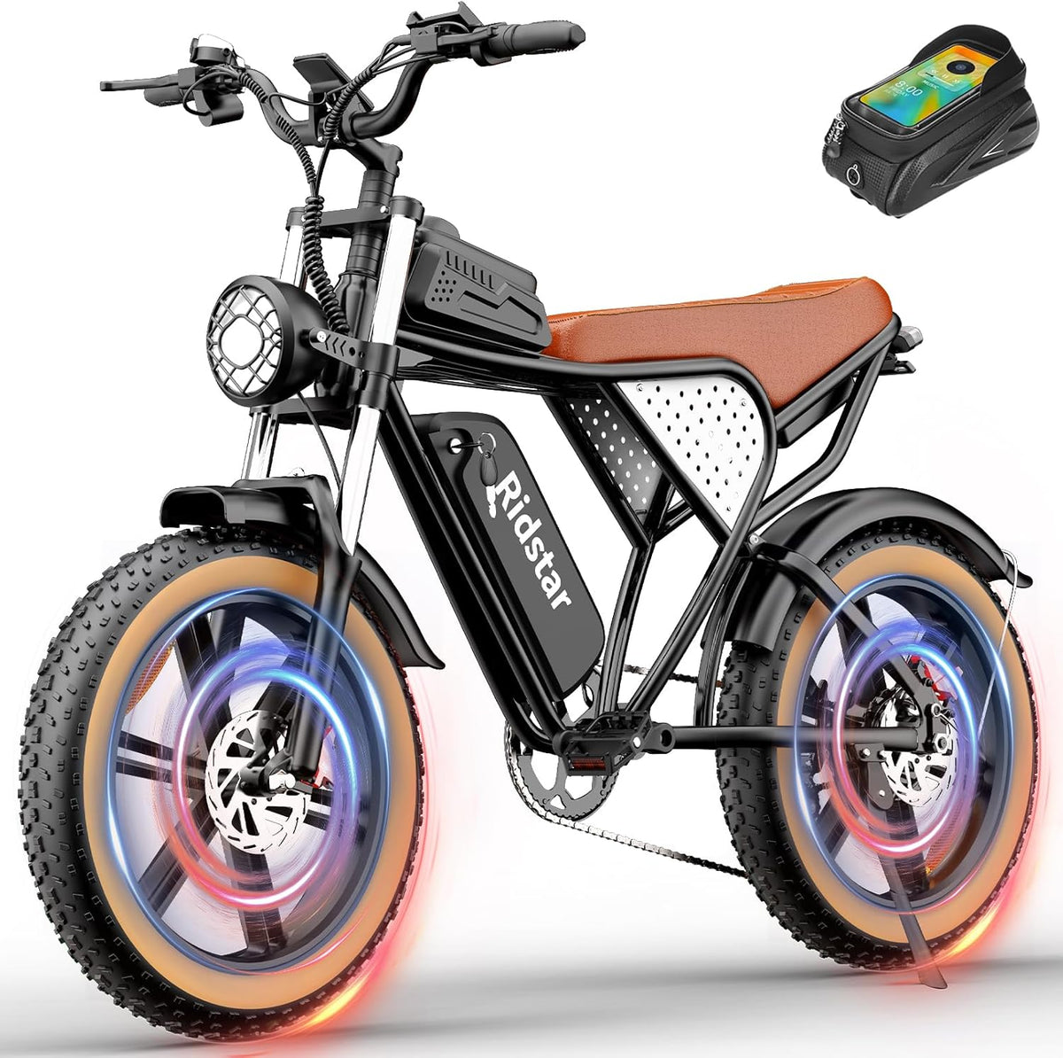 Vélo électrique Q20, 2000 W, 60 km/h, pneus larges de 20 pouces - Enhanced