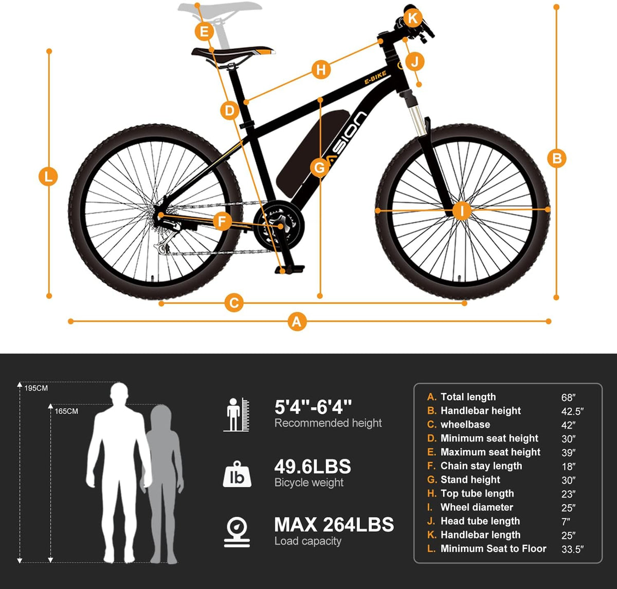 Vélo électrique EB5, moteur 500 W, autonomie 64 km, vitesse 32 km/h - Enhanced