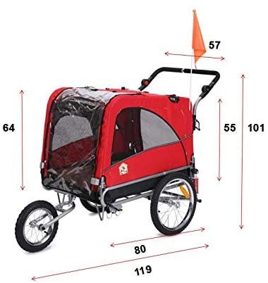 Remorque vélo 3 en 1 de luxe grande taille avec suspension, pour animaux de compagnie, joggeur ou cage à chien 10308 - Enhanced