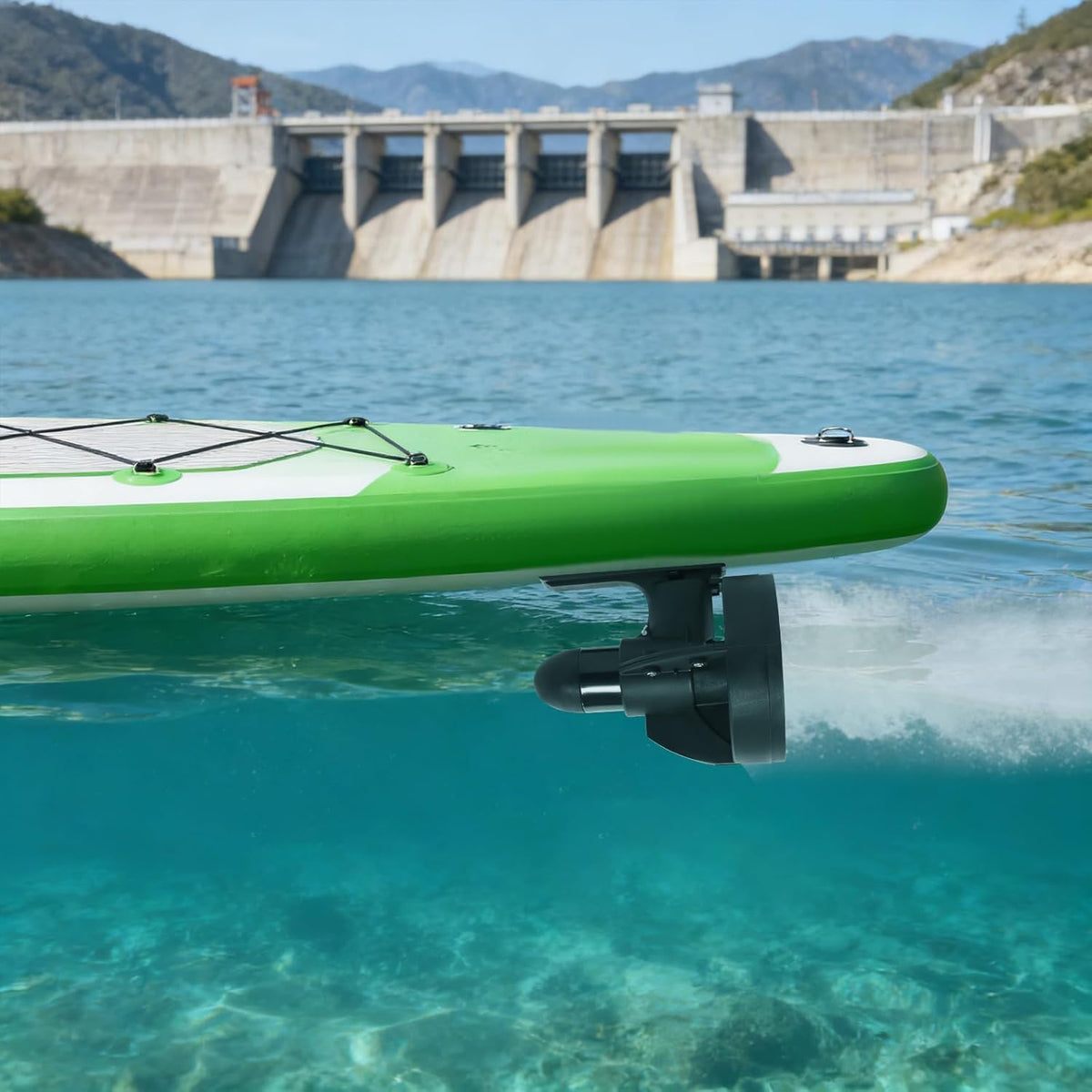 Aileron motorisé électrique 12 V pour paddle, moteur électrique 288 W pour SUP, hélice motorisée pour paddle avec commande par bouton, kit propulseur rechargeable pour planche de surf et kayak (batterie non incluse). - Enhanced