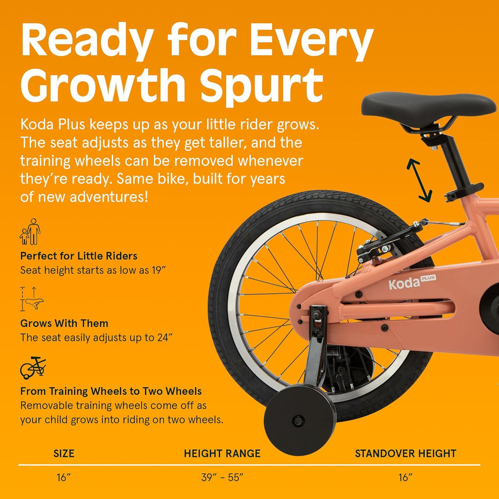 Vélo enfant Retrospec Koda Plus pour garçons et filles de 4 à 6 ans - Vélo enfant 16 pouces, selle et guidon réglables - Enhanced