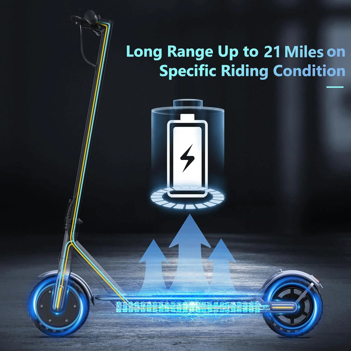 Trottinette électrique, moteur puissant de 350 W/500 W, pneus pleins de 8,5/10 pouces, vitesse de 19/22 mph, autonomie de 28/21/12 miles, double freinage - Enhanced