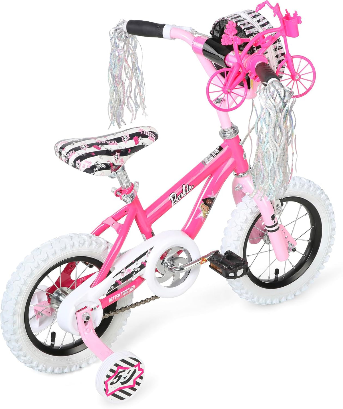 Vélo pour filles Dynacraft Barbie 16 pouces pour enfants de 5 à 7 ans - Design amusant et élégant, robuste et durable, parfait pour les enfants qui apprennent à faire du vélo, facile à assembler, idéal pour les jeunes cyclistes - Enhanced