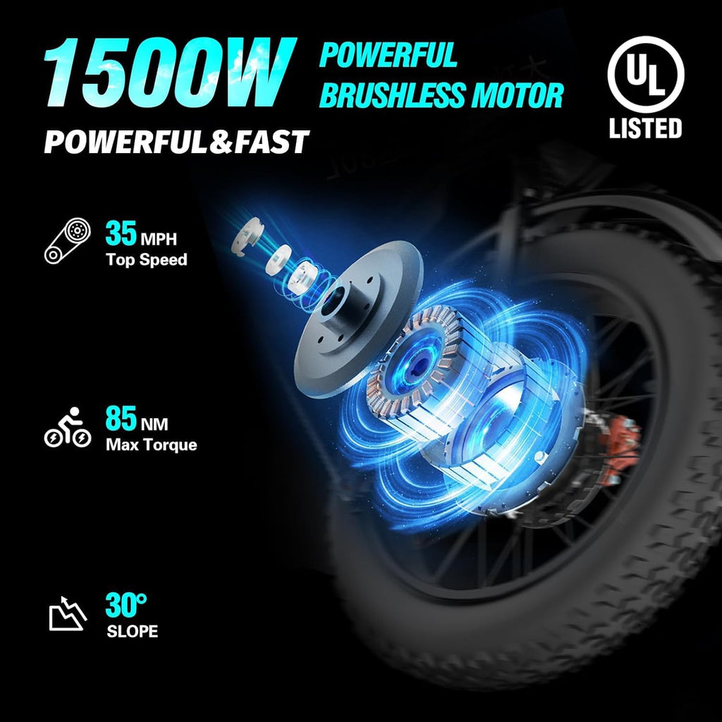 Vélo électrique Q20, 2000 W, 60 km/h, pneus larges de 20 pouces - Enhanced