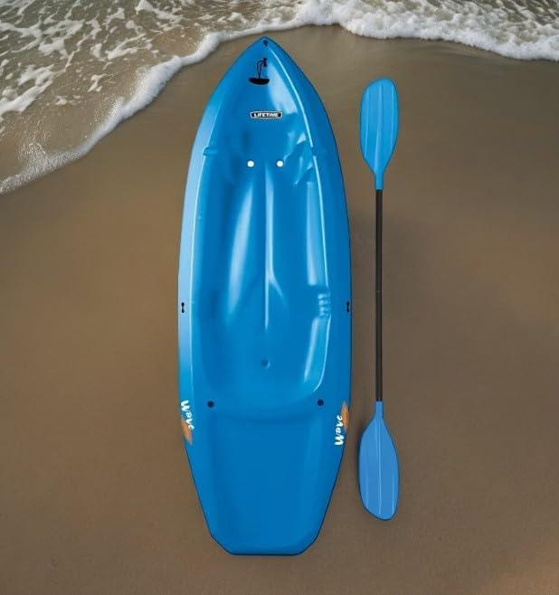 Kayak Wave 6' pour jeunes avec pagaie. Conçu pour la stabilité et la sécurité, c'est le choix idéal pour les jeunes pagayeurs prêts à conquérir l'eau (Bleu/Lot de 2). - Enhanced