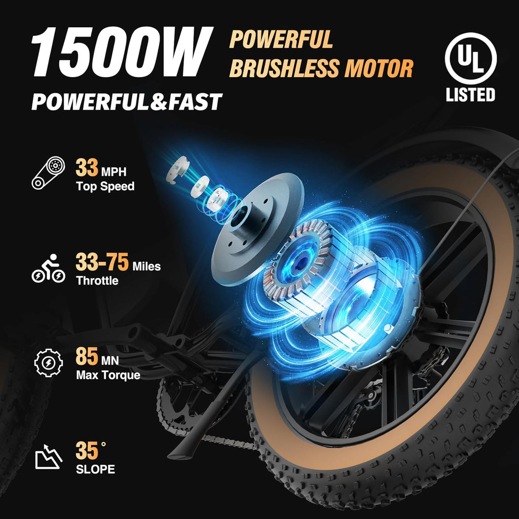Vélo électrique Q20, 2000 W, 60 km/h, pneus larges de 20 pouces - Enhanced