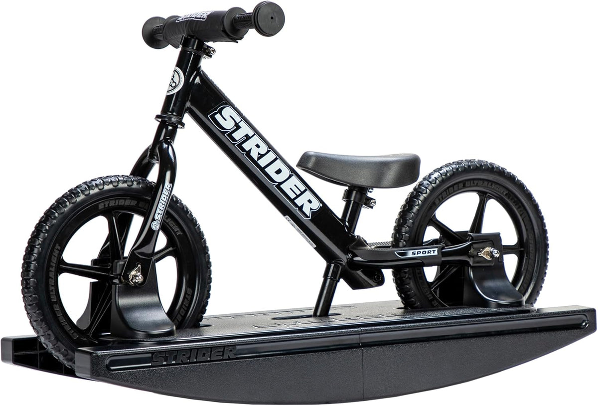 Vélo d'équilibre Strider 12" Pro + base à bascule - Aide bébé à apprendre à faire du vélo d'équilibre - Pour les enfants de 6 mois à 4 ans - Montage et réglages faciles - Enhanced