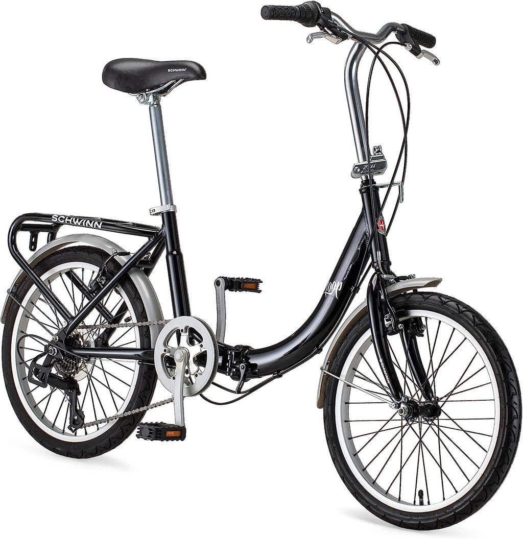 Vélo pliant Schwinn Loop pour adultes (hommes et femmes), roues de 20 pouces, transmission à 7 vitesses - Enhanced