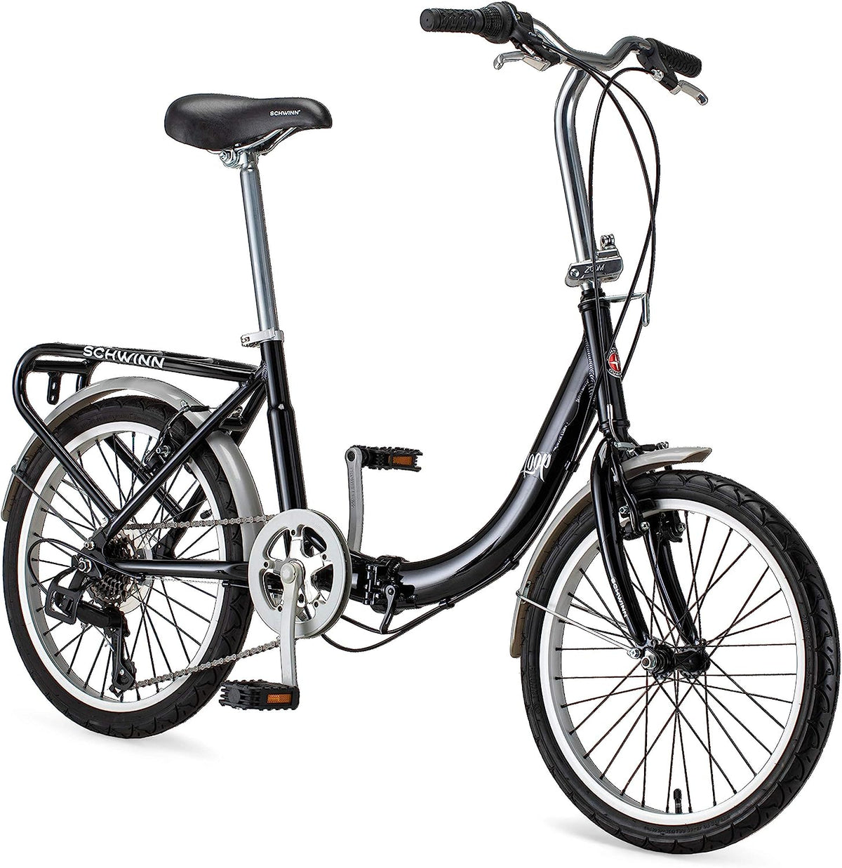 Vélo pliant Schwinn Loop pour adultes (hommes et femmes), roues de 20 pouces, transmission à 7 vitesses - Enhanced