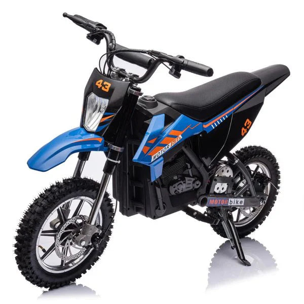 Moto tout-terrain électrique enfant 36 V, 350 W, 25 km/h, LED, poids max. 79 kg – Bleue - Enhanced