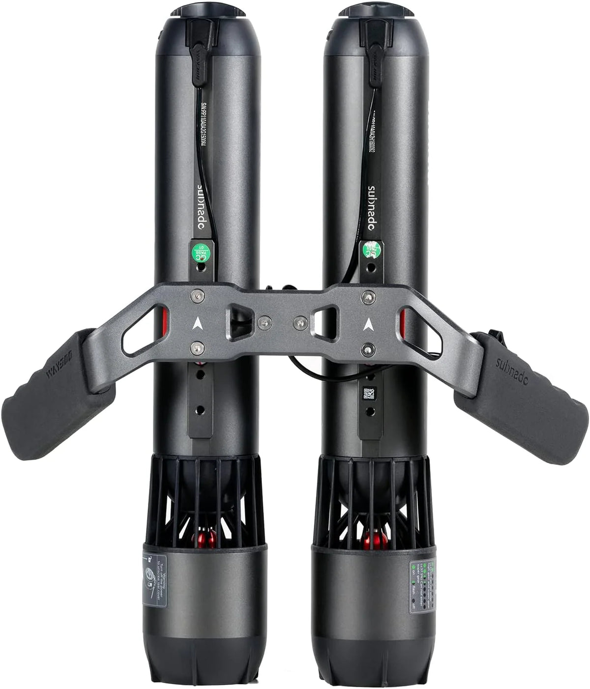 Support de poignée pour moteur double Subnado + scooter sous-marin Subnado (lot de 2) avec 2 poignées, 2 kits de fixation pour bras et 2 anneaux de fixation pour accessoires - Enhanced