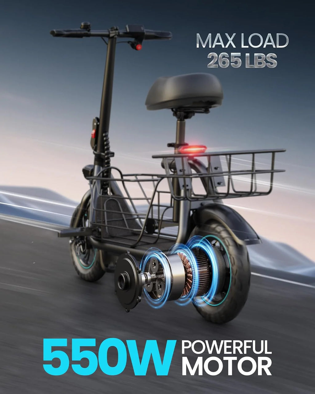 Trottinette électrique pour adultes avec grand panier central - Enhanced