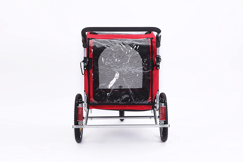 Remorque vélo 3 en 1 de luxe grande taille avec suspension, pour animaux de compagnie, joggeur ou cage à chien 10308 - Enhanced