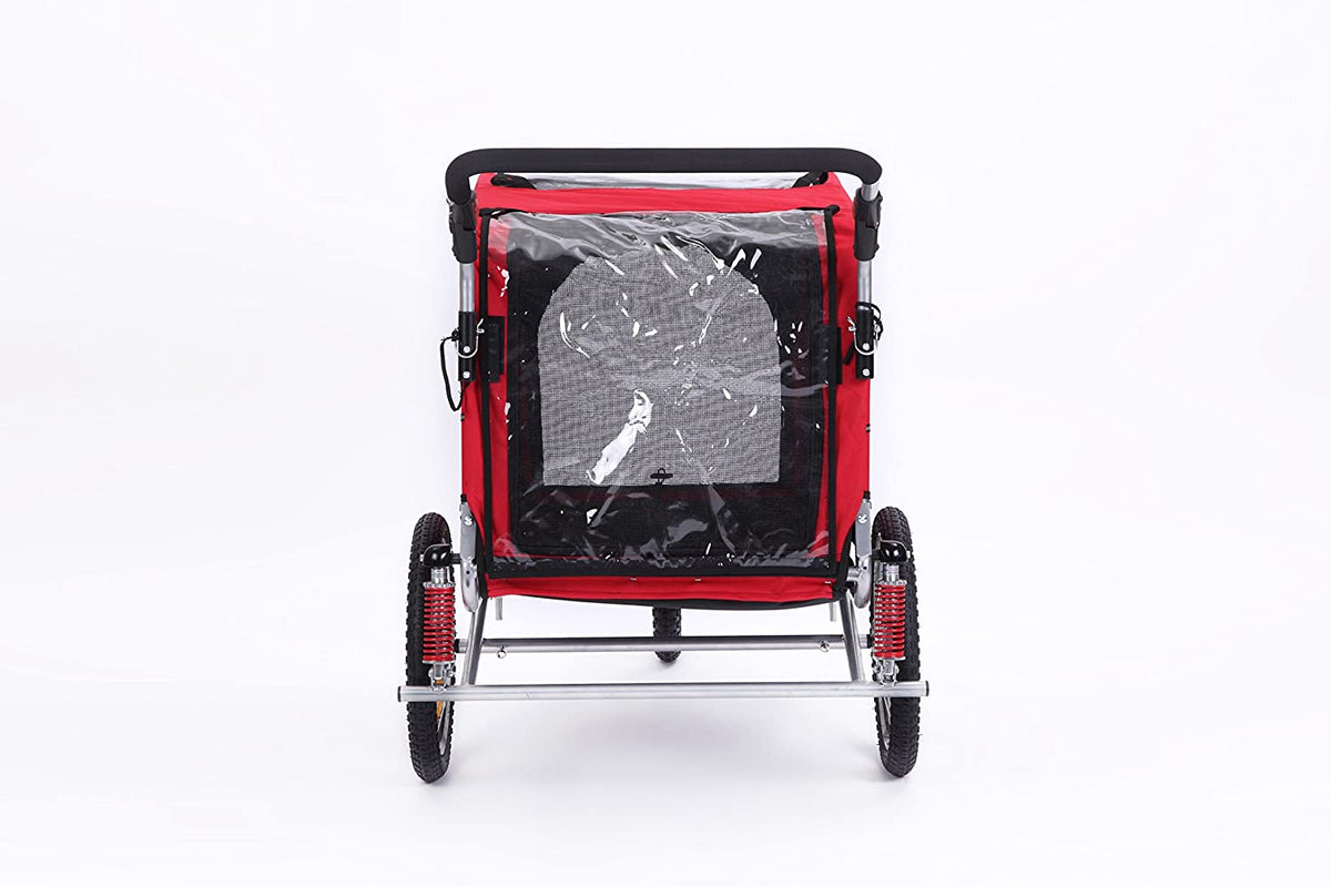 Remorque vélo 3 en 1 de luxe grande taille avec suspension, pour animaux de compagnie, joggeur ou cage à chien 10308 - Enhanced