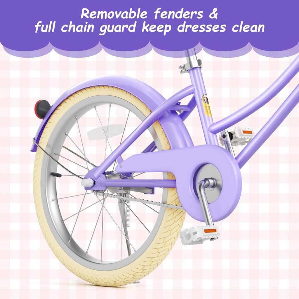 Vélo fille 67i avec stabilisateurs 12/14/16/20 pouces, pour petites filles de 3 à 12 ans, avec panier, sonnette, selle et guidon réglables, selle rembourrée et protège-chaîne. - Enhanced