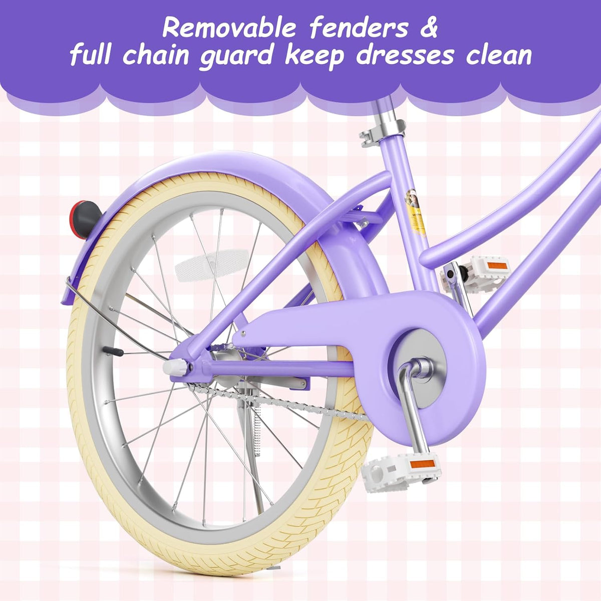 Vélo fille 67i avec stabilisateurs 12/14/16/20 pouces, pour petites filles de 3 à 12 ans, avec panier, sonnette, selle et guidon réglables, selle rembourrée et protège-chaîne. - Enhanced