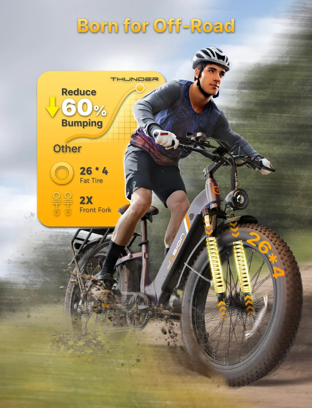 Vélo électrique Thunder 1500 W, vitesse supérieure à 48 km/h, autonomie de 129 km, pneus larges, freins à disque hydrauliques - Enhanced