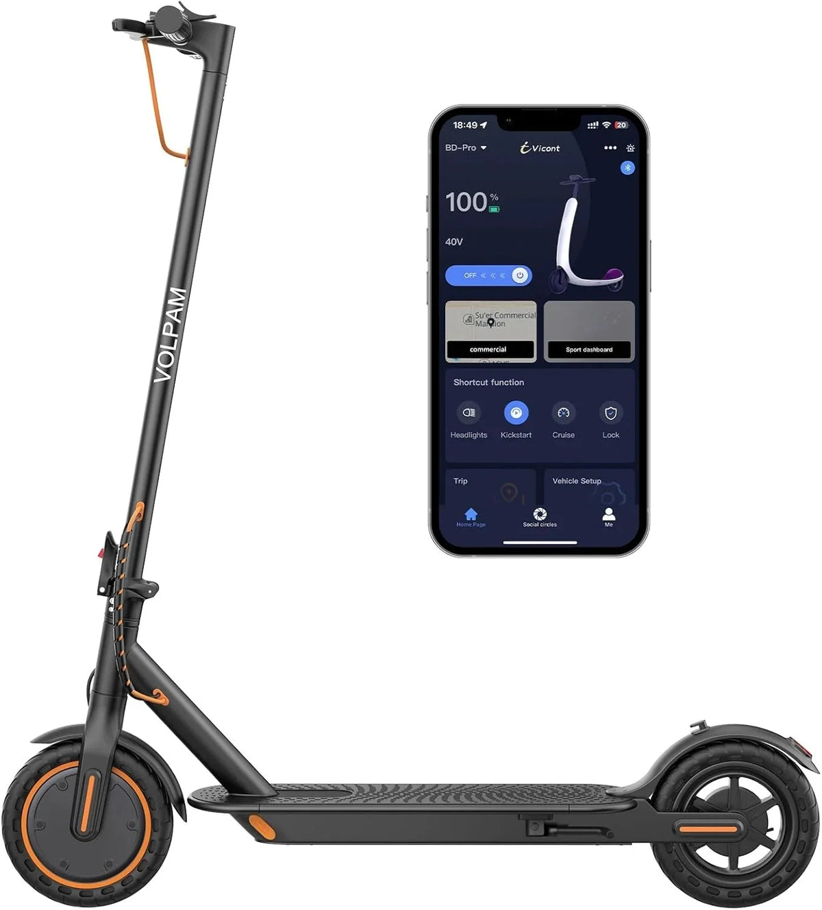 Trottinette électrique, moteur puissant de 350 W/500 W, pneus pleins de 8,5/10 pouces, vitesse de 19/22 mph, autonomie de 28/21/12 miles, double freinage - Enhanced