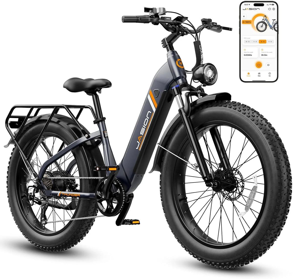 Vélo électrique Thunder 1500 W, vitesse supérieure à 48 km/h, autonomie de 129 km, pneus larges, freins à disque hydrauliques - Enhanced