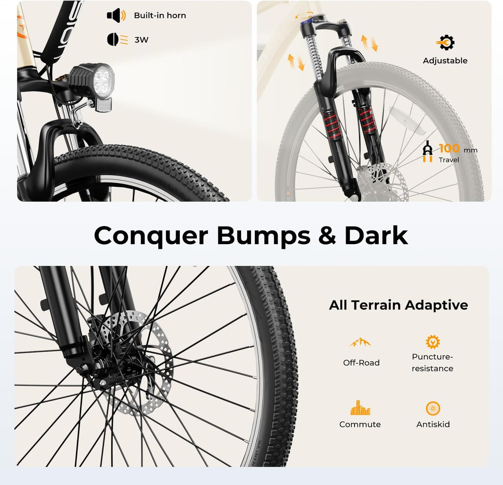 Vélo électrique EB5, moteur 500 W, autonomie 64 km, vitesse 32 km/h - Enhanced