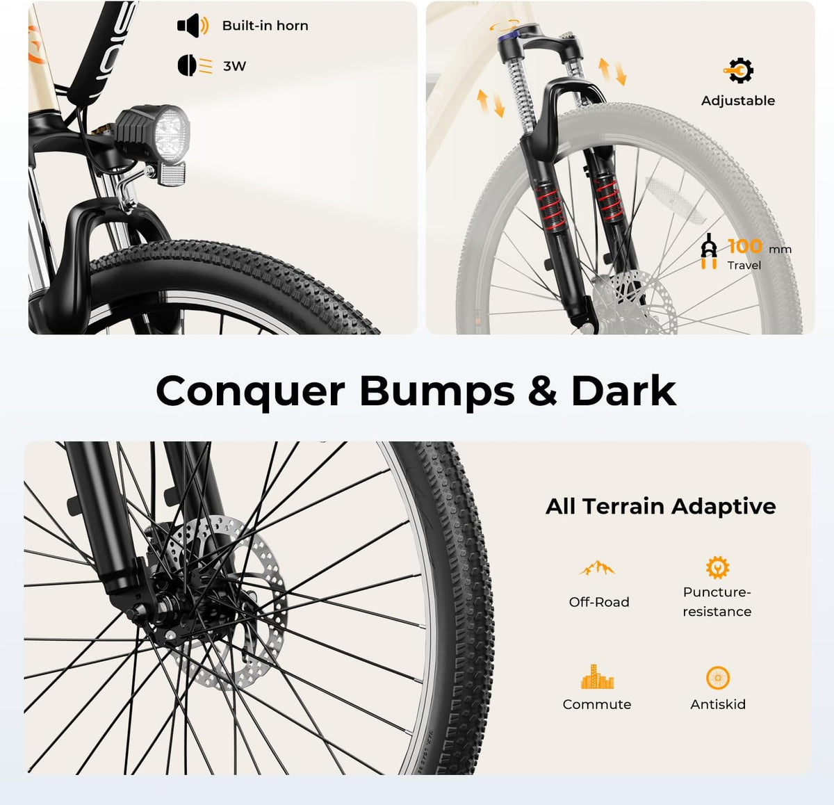 Vélo électrique EB5, moteur 500 W, autonomie 64 km, vitesse 32 km/h - Enhanced