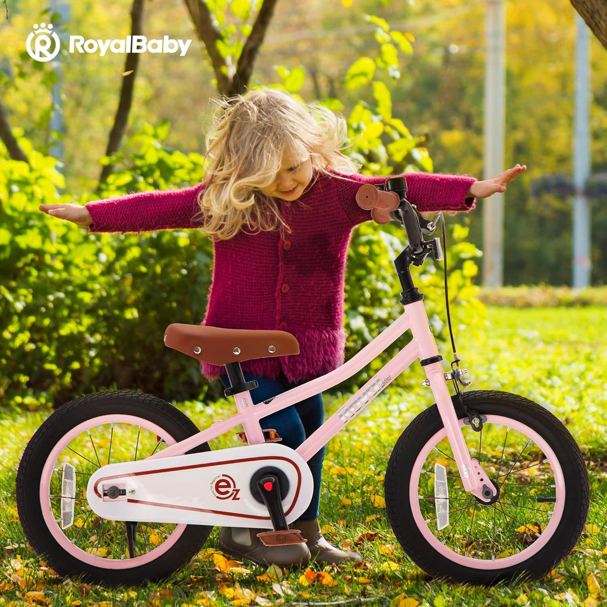 Vélo enfant RoyalBaby Terra EZ Balance, vélo convertible à pédales, 14, 16 et 18 pouces, facile à apprendre à pédaler, pour garçons et filles de 3 à 9 ans, débutants. - Enhanced
