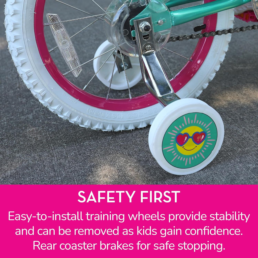 Vélo pour filles Dynacraft Barbie 16 pouces pour enfants de 5 à 7 ans - Design amusant et élégant, robuste et durable, parfait pour les enfants qui apprennent à faire du vélo, facile à assembler, idéal pour les jeunes cyclistes - Enhanced