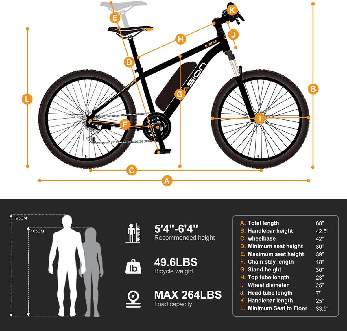 Vélo électrique EB5, moteur 500 W, autonomie 64 km, vitesse 32 km/h - Enhanced