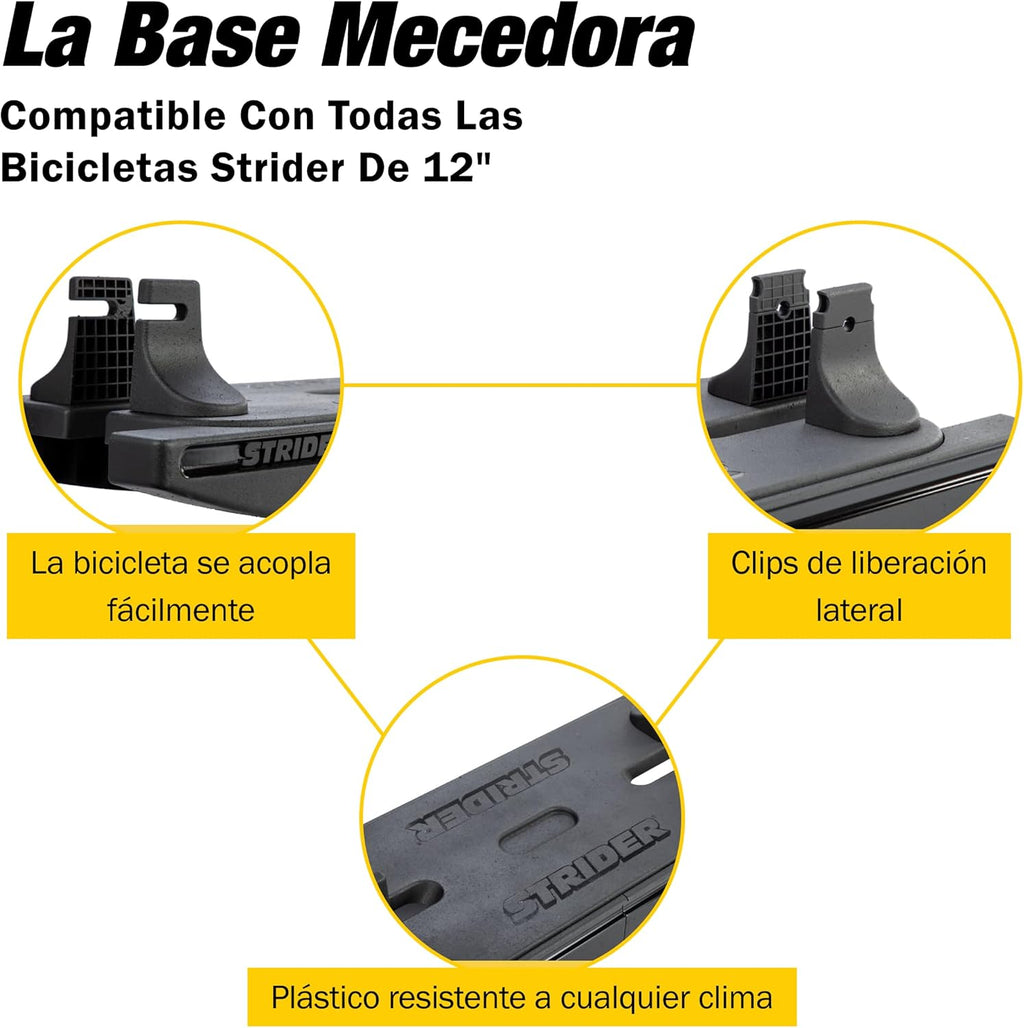 Draisienne Strider 12" + Base à bascule - Aide bébé à apprendre à faire du vélo d'équilibre - Pour les enfants de 6 mois à 4 ans - Montage et réglages faciles - Enhanced