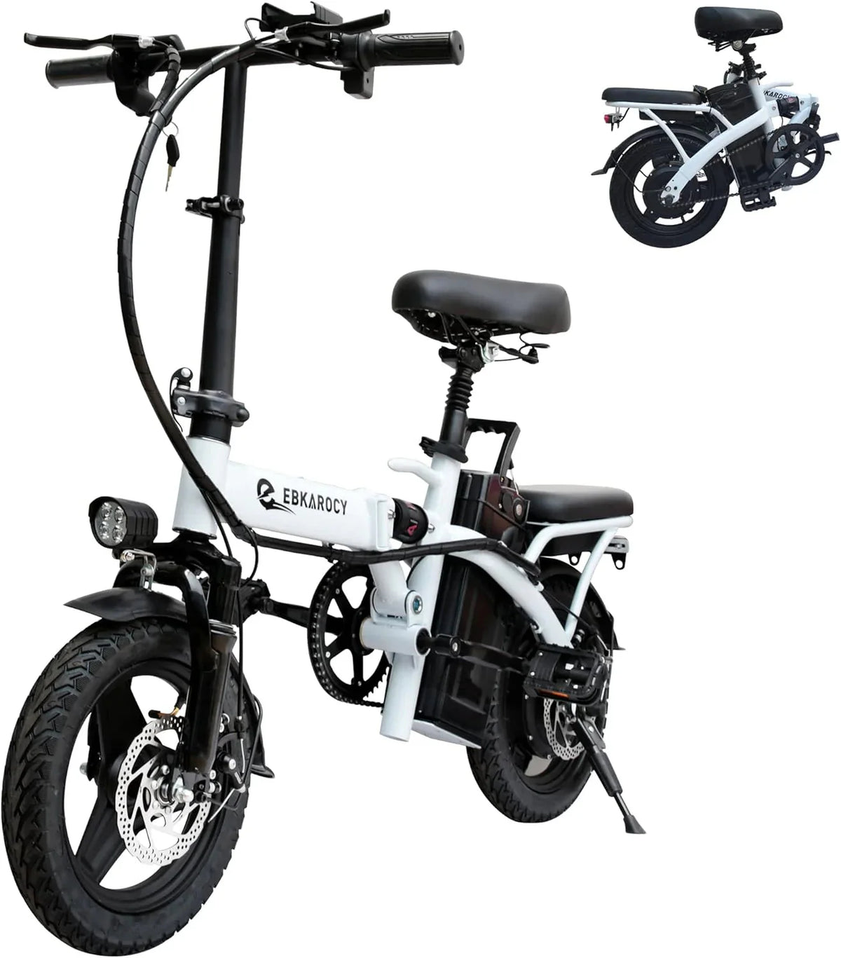 Vélo électrique pour adultes, moteur 400 W, vitesse maximale 35 km/h, pneus 14 pouces, batterie amovible 48 V 15 Ah, suspension multi-chocs, idéal pour la ville, vélo électrique pliable pour adultes - Enhanced